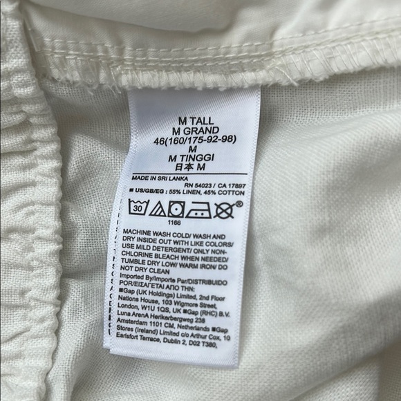 Gap White Drawstring Linen Blend Pants | Medium Tall - Picture 6 of 6